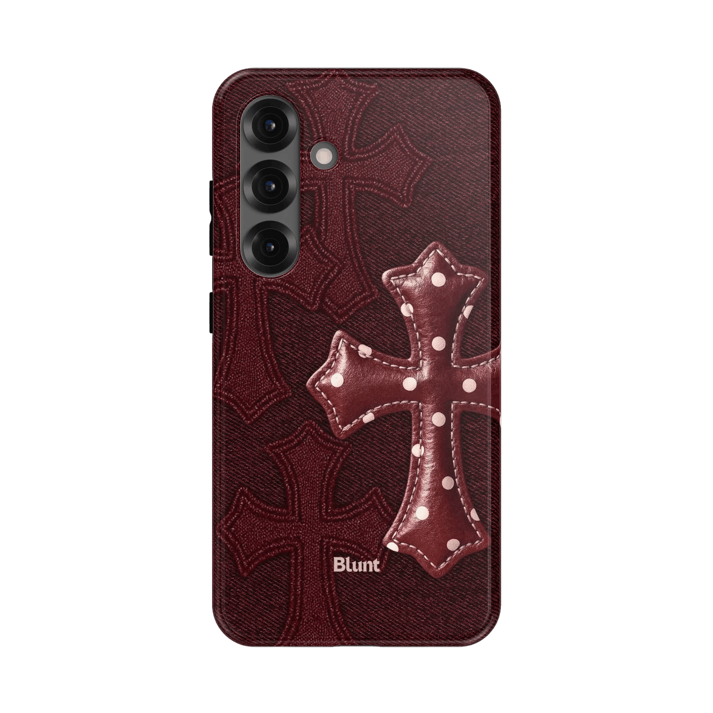 Maroon Polka Cross Samsung Case - Blunt Cases