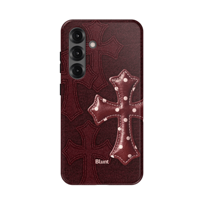 Maroon Polka Cross Samsung Case - Blunt Cases