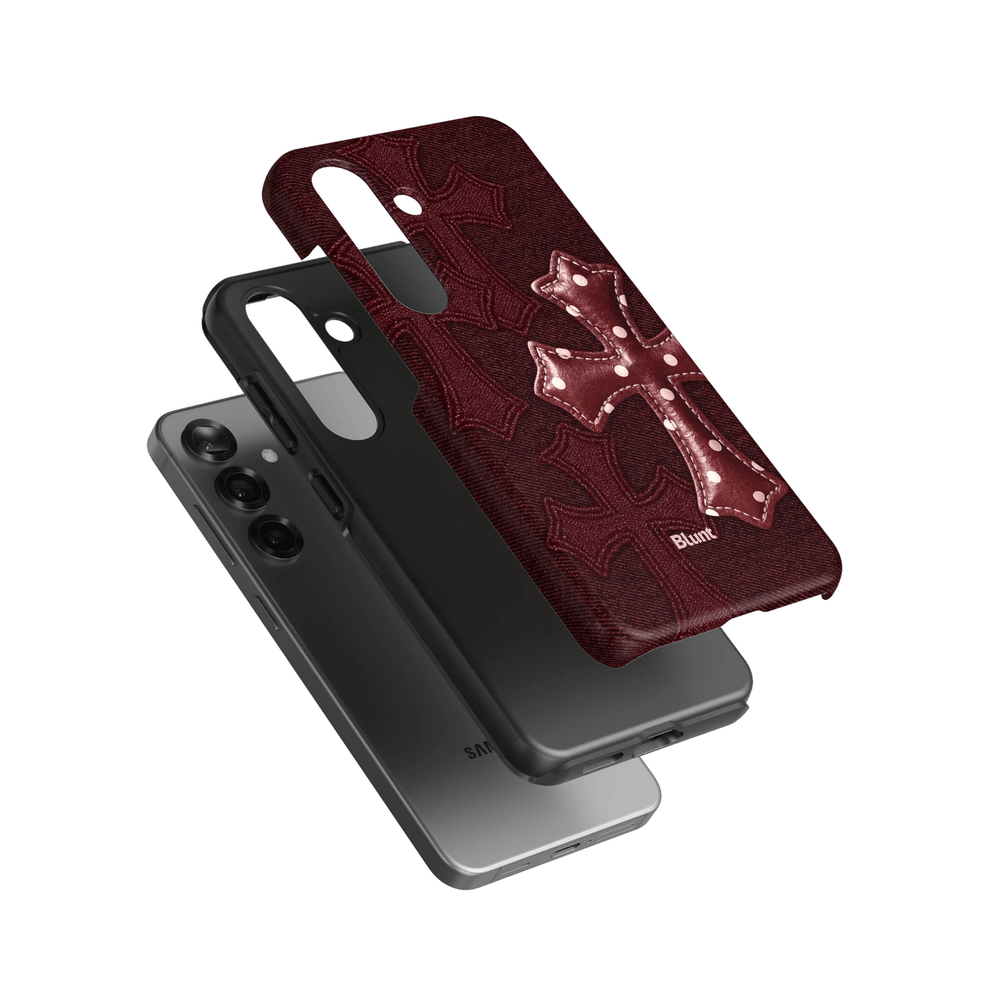 Maroon Polka Cross Samsung Case - Blunt Cases