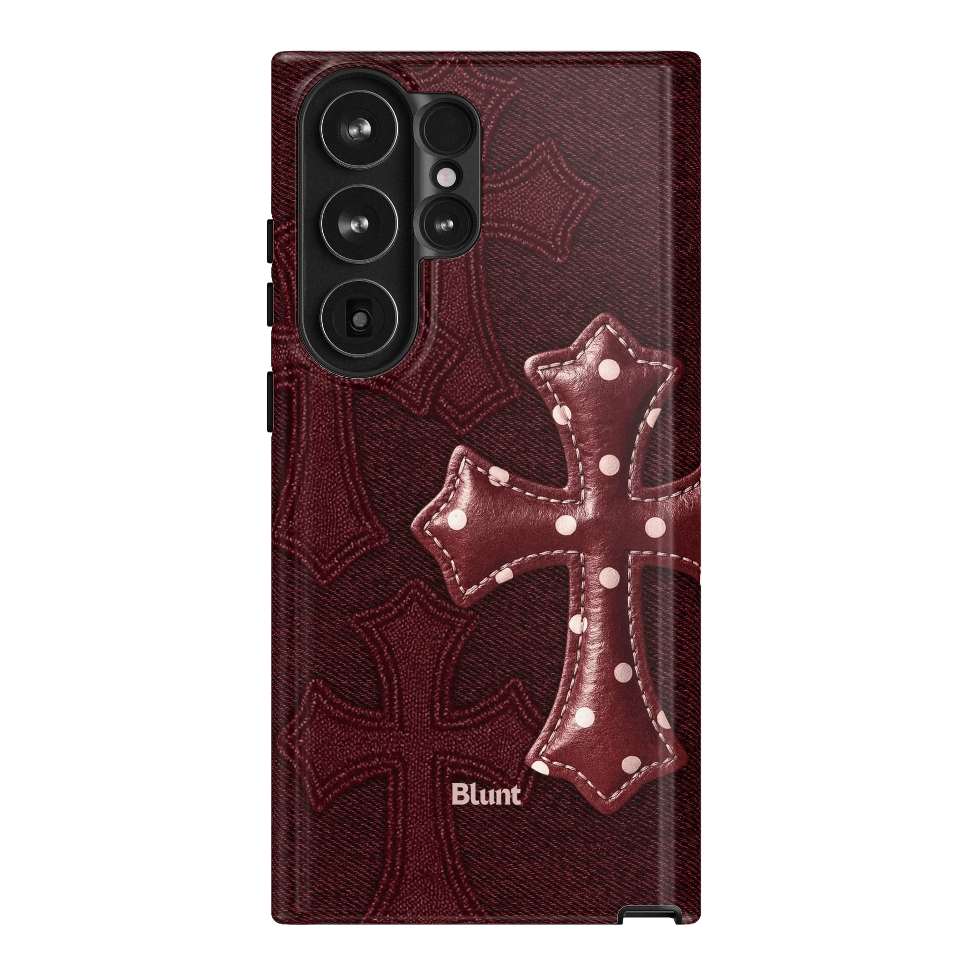 Maroon Polka Cross Samsung Case - Blunt Cases