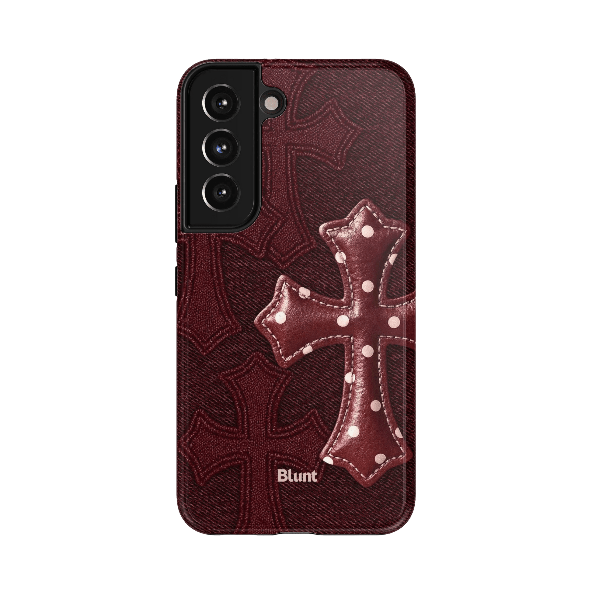 Maroon Polka Cross Samsung Case - Blunt Cases