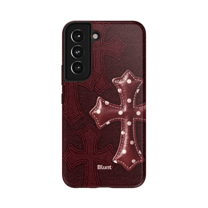 Maroon Polka Cross Samsung Case - Blunt Cases