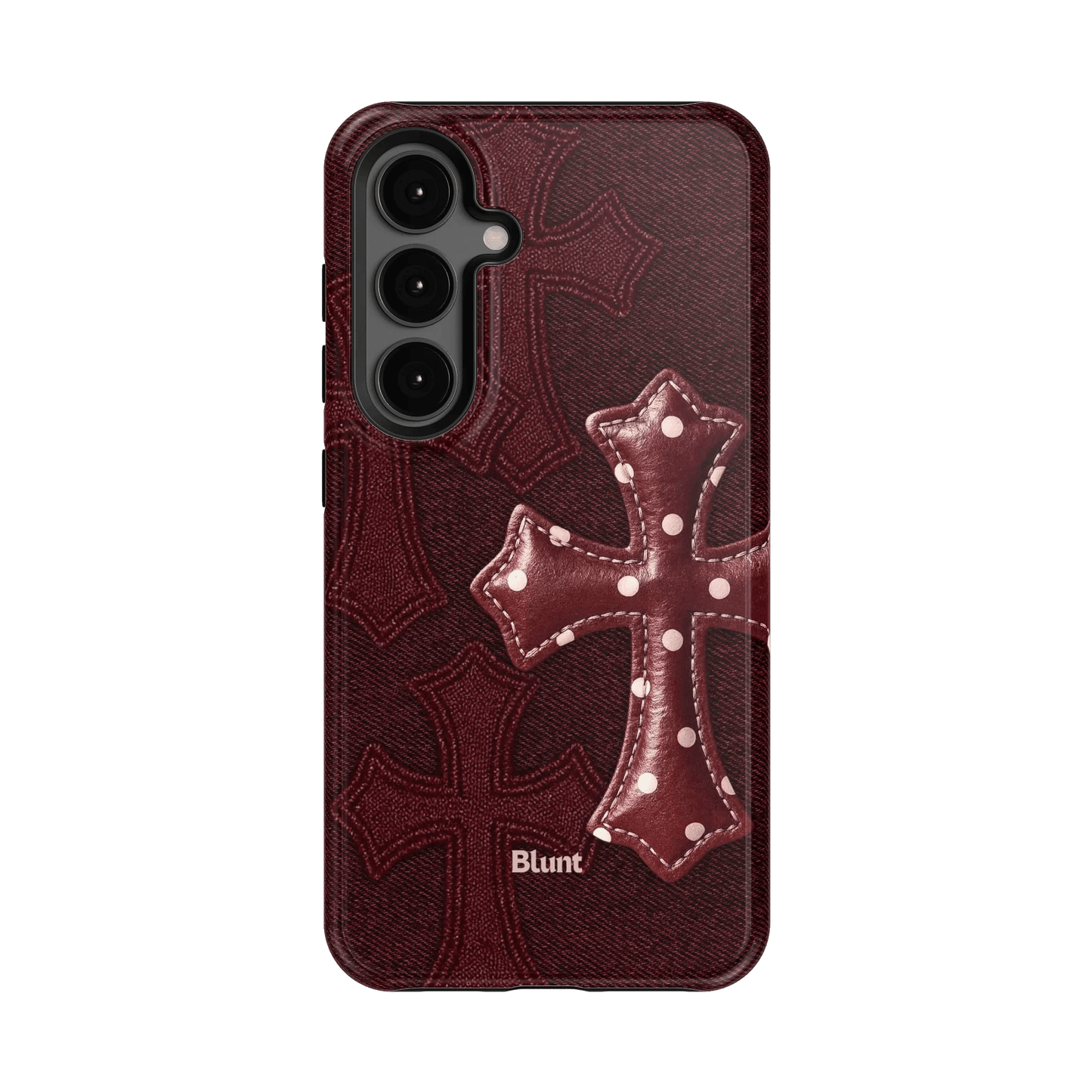Maroon Polka Cross Samsung Case - Blunt Cases