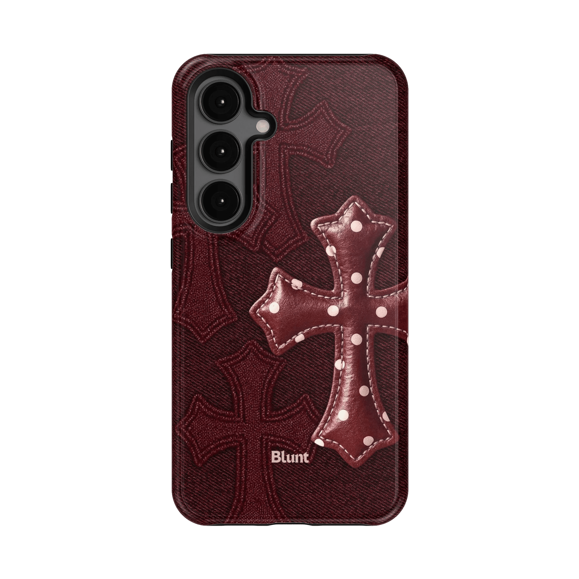 Maroon Polka Cross Samsung Case - Blunt Cases