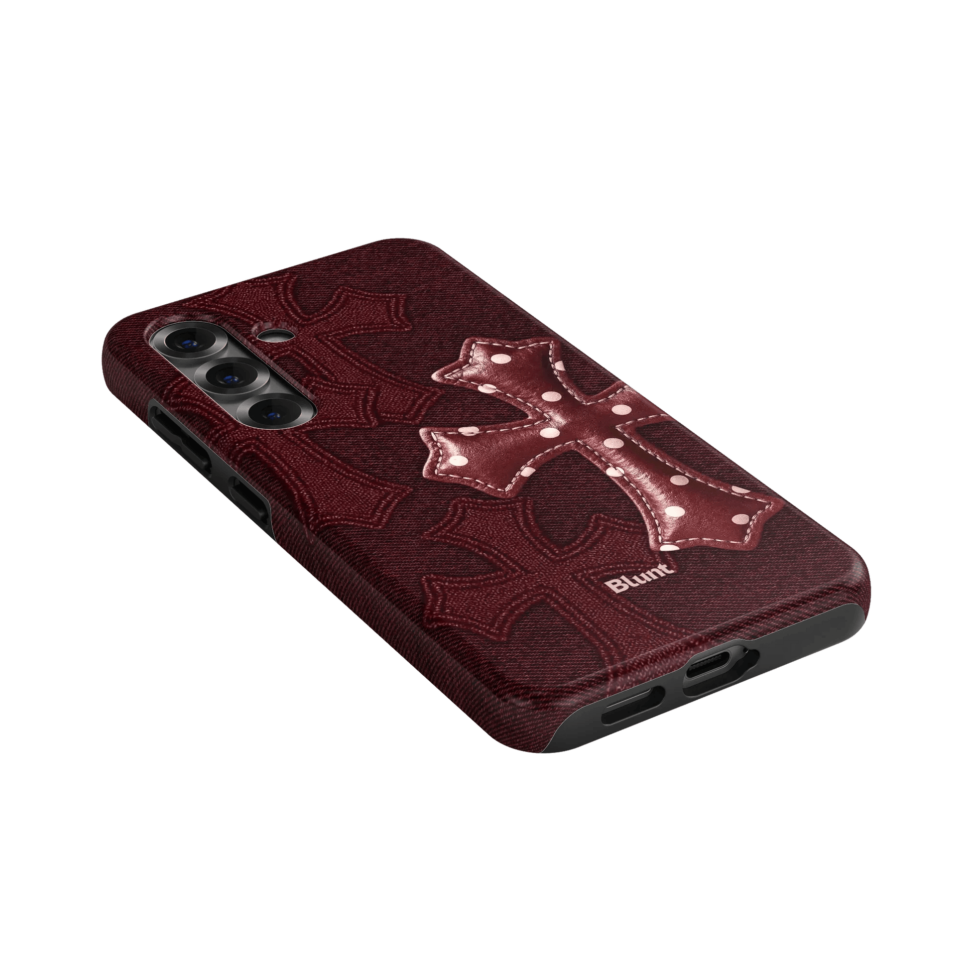 Maroon Polka Cross Samsung Case - Blunt Cases