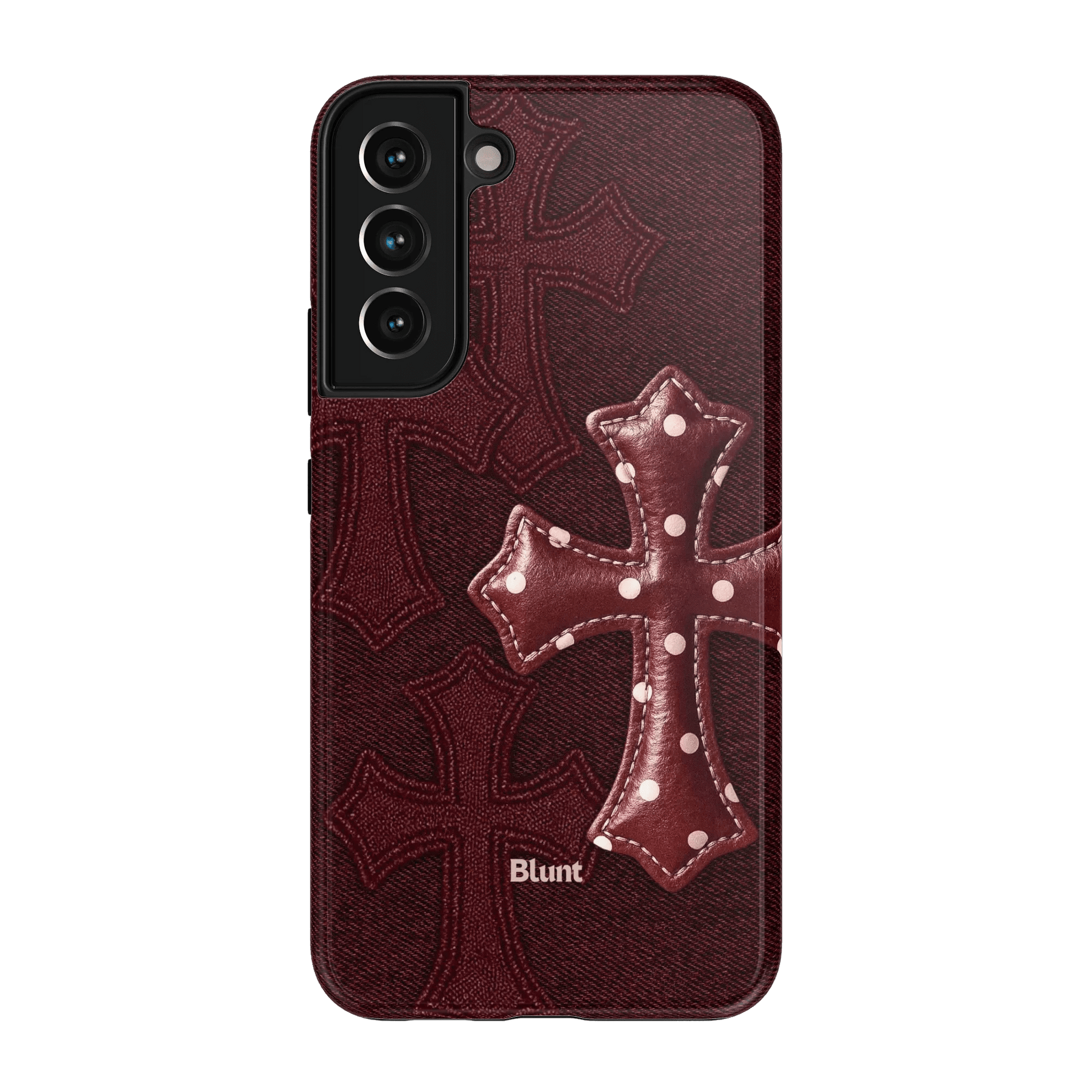 Maroon Polka Cross Samsung Case - Blunt Cases