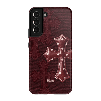 Maroon Polka Cross Samsung Case - Blunt Cases