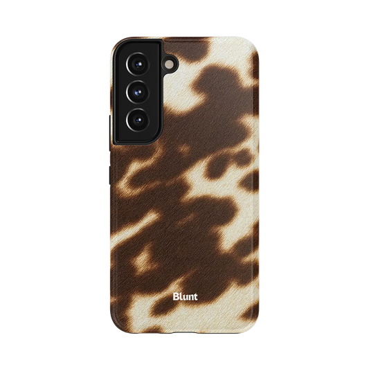 Rustic Cowhide Samsung Case: dark brown cowhide patterns on a creamy white background
