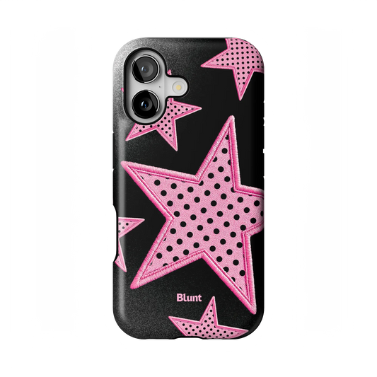 Midnight Pink Polka Star iPhone Case