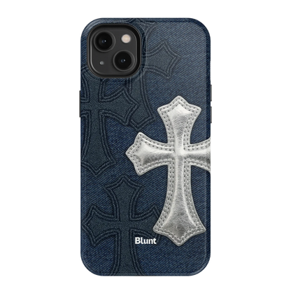 Silver Denim Cross iPhone Case