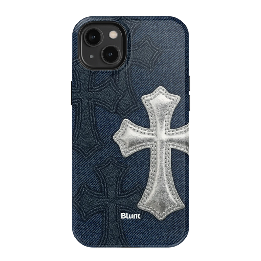 Silver Denim Cross iPhone Case