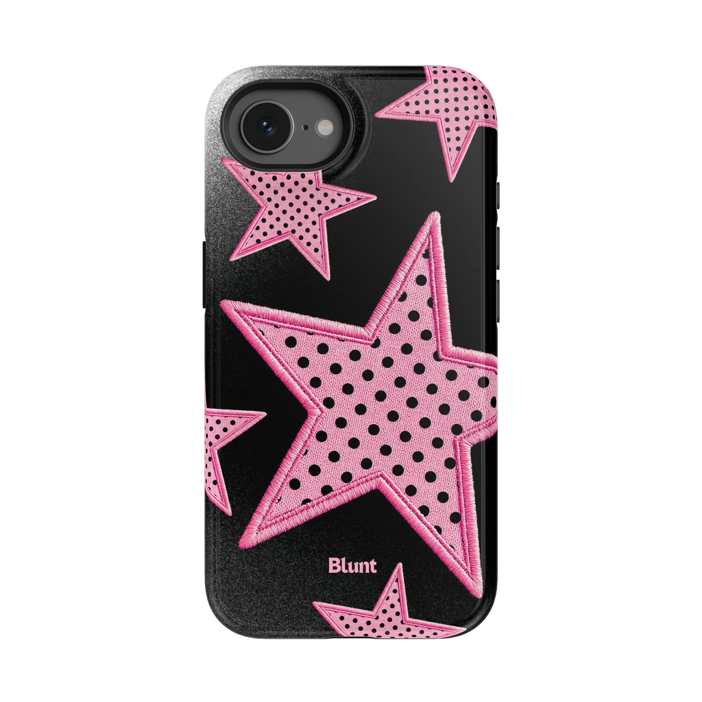 Midnight Pink Polka Star iPhone Case