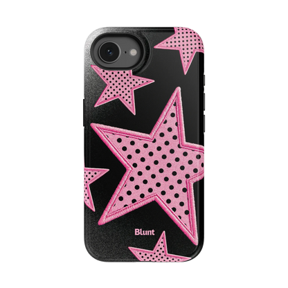 Midnight Pink Polka Star iPhone Case
