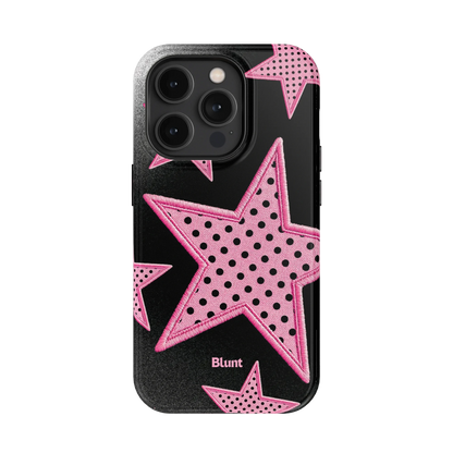 Midnight Pink Polka Star iPhone Case