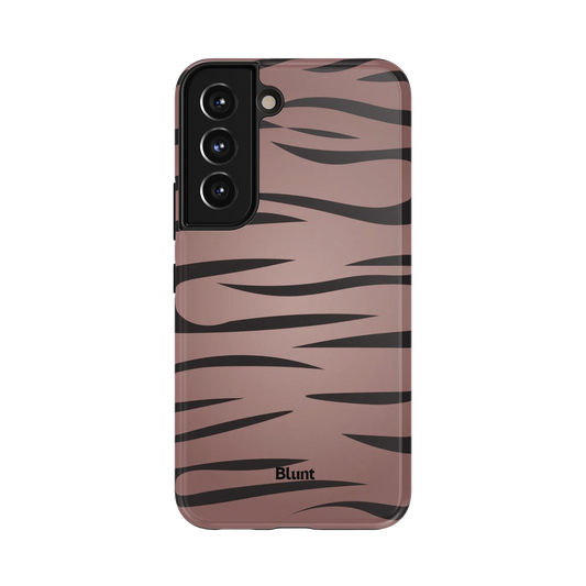 Riptide Samsung Case: black animal print waves on a rich brown background