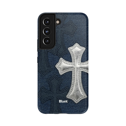 Silver Denim Cross Samsung Case