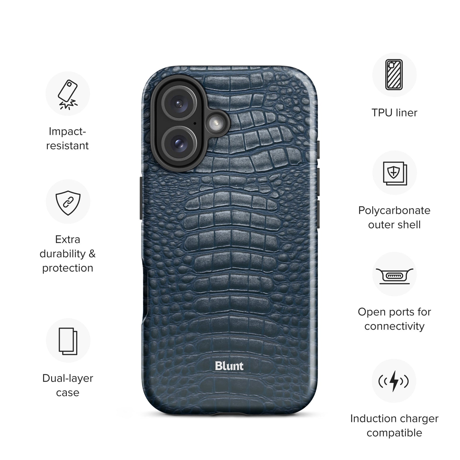 Navy Croc iPhone Case - Blunt Cases