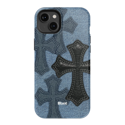 Denim Black Cross iPhone Case
