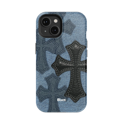 Denim Black Cross iPhone Case