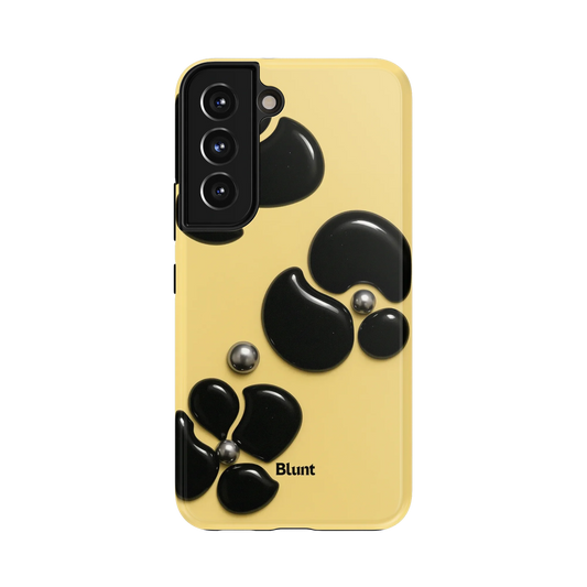 Reign Samsung Case: bold black flower motifs set on a light yellow ground