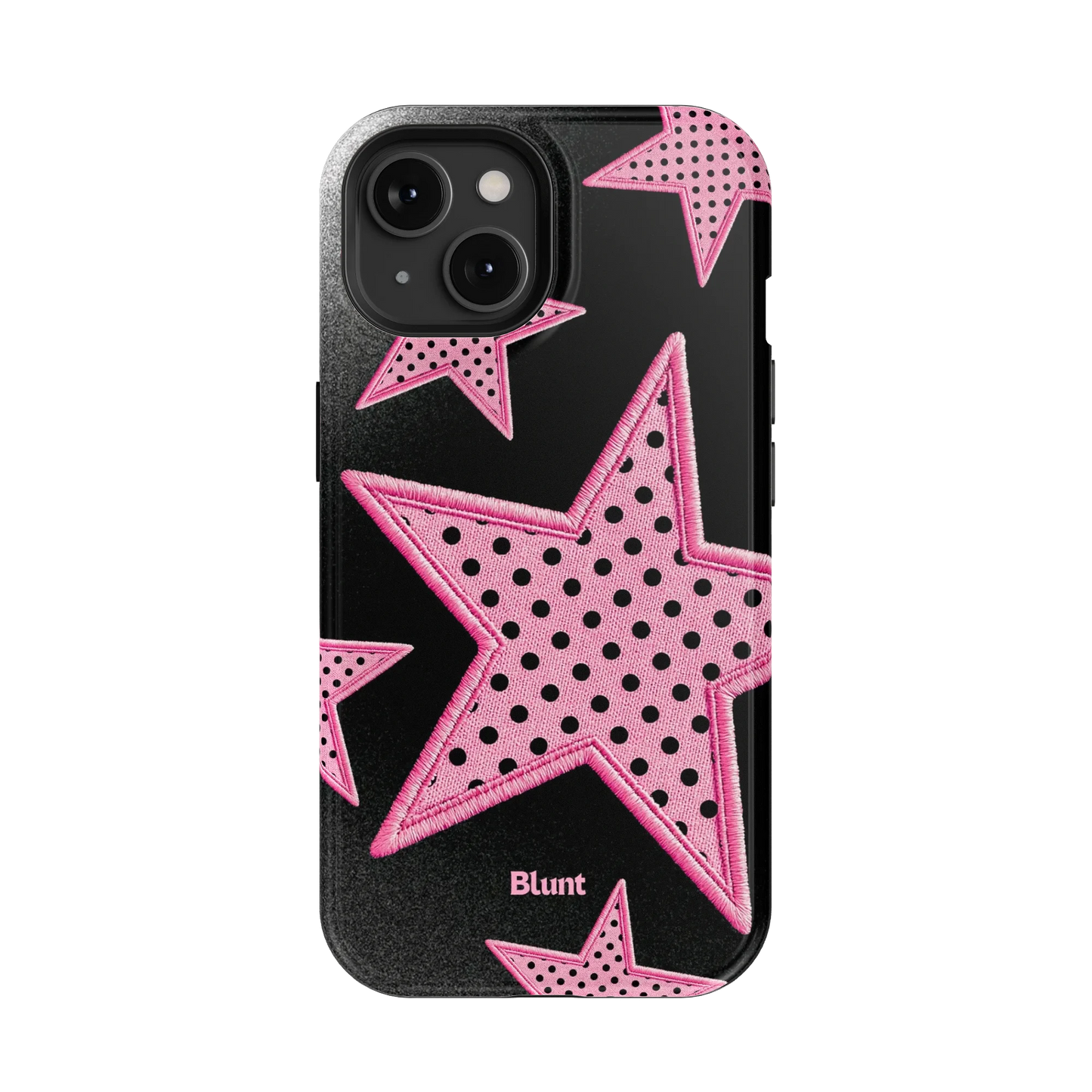 Midnight Pink Polka Star iPhone Case