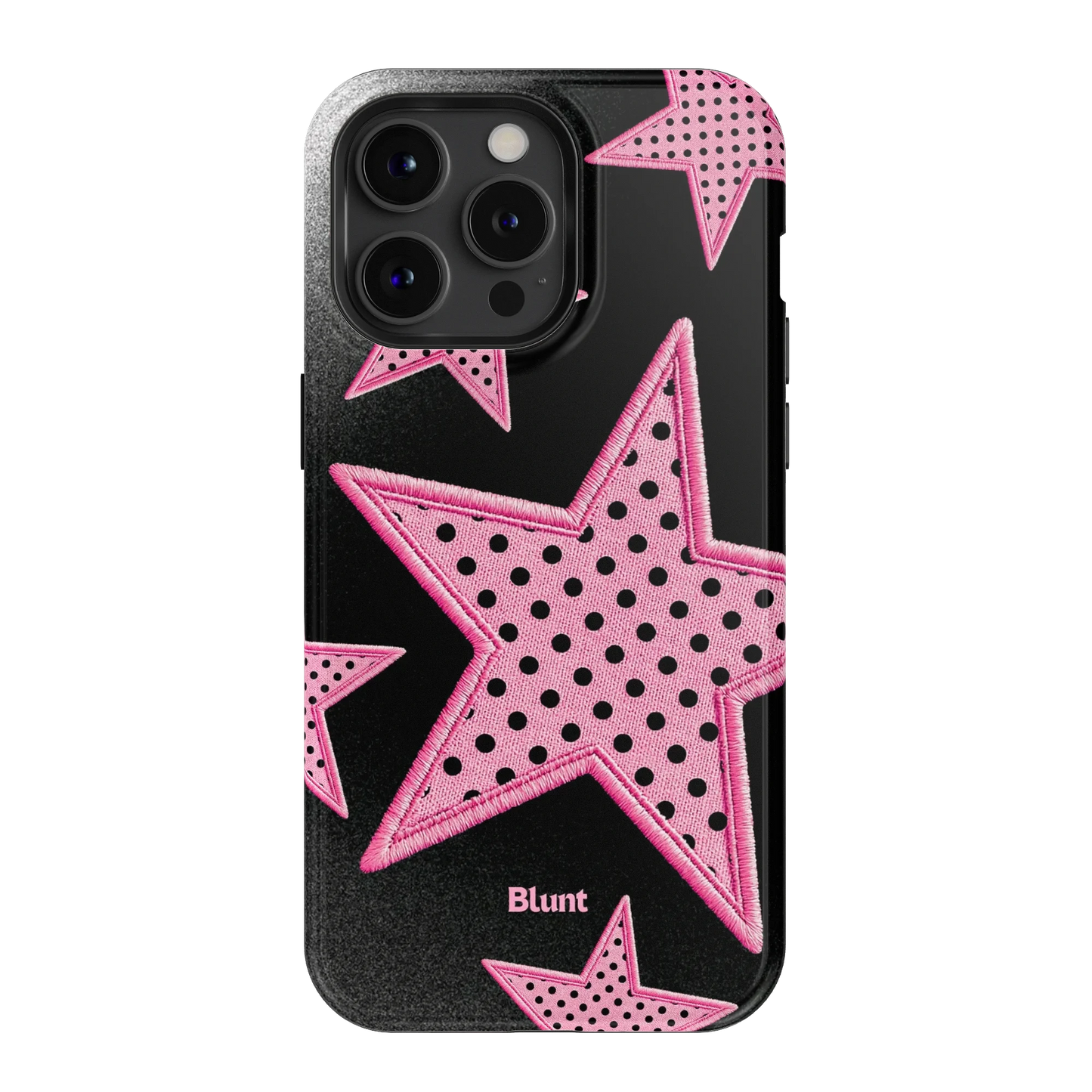 Midnight Pink Polka Star iPhone Case