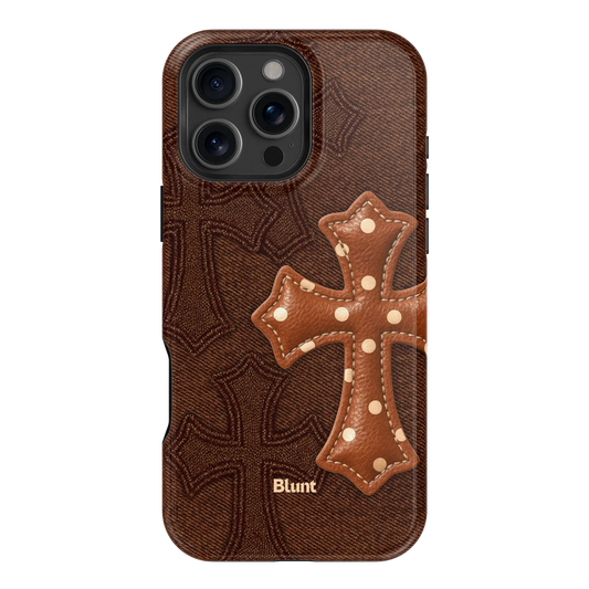 Brown Polka Cross iPhone Case