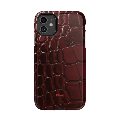 Oxblood Croc iPhone Case