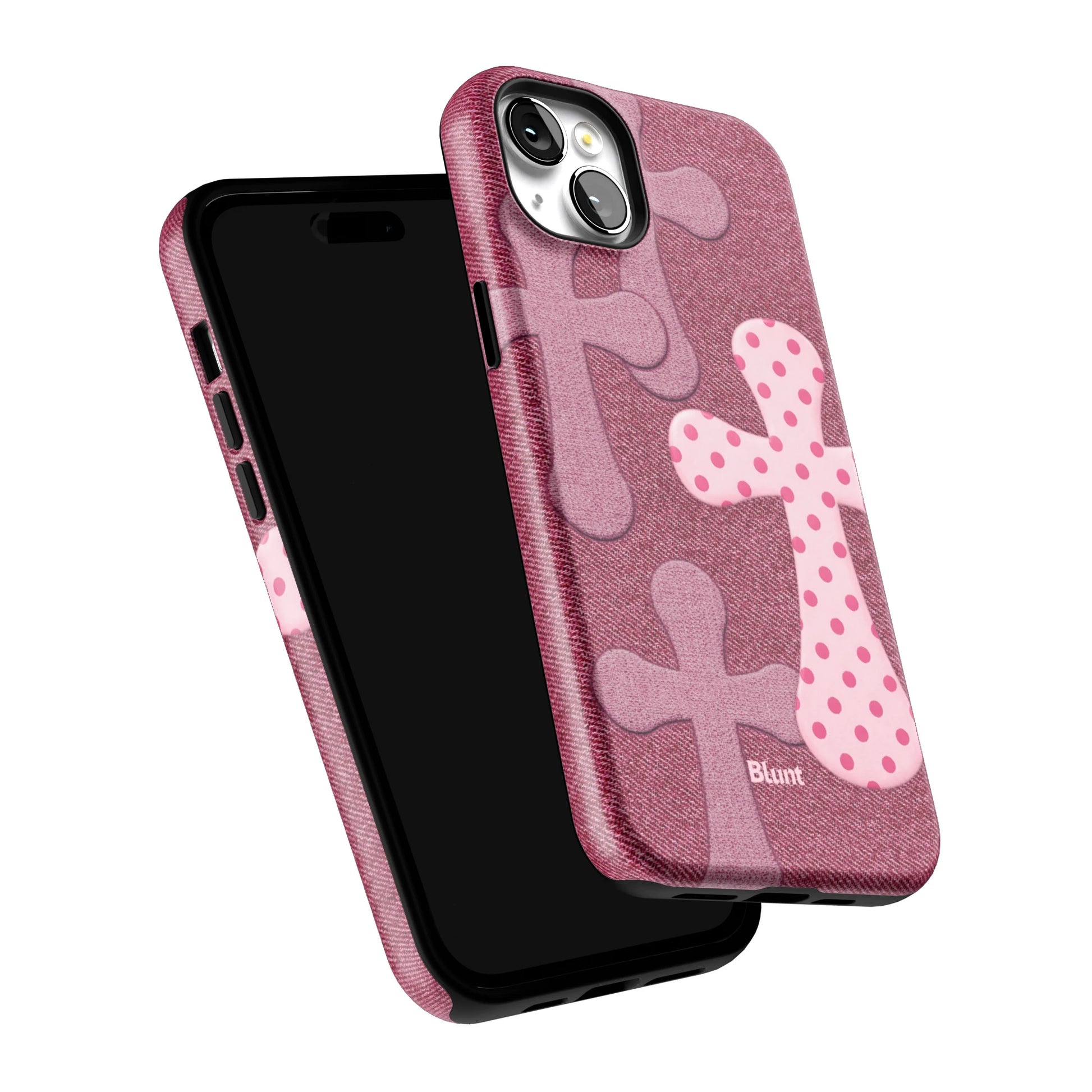 Pink-Polka-Patch-iphone-case-iPhone 14 Plus-5