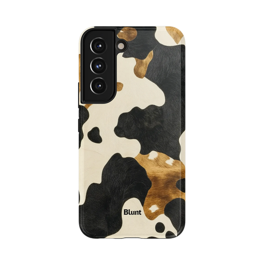 Cowgirl Core Samsung Case: a cowhide pattern with black and brown patches on white