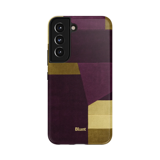 Velour Samsung Case: abstract 2000s patchwork in deep purple and gold