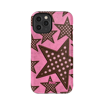 Pink Polka Star iPhone Case
