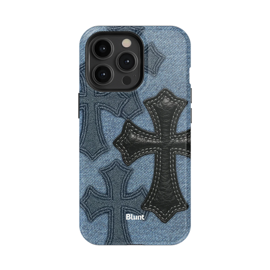 Denim Black Cross iPhone Case