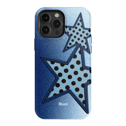 Blue Polka Star iPhone Case
