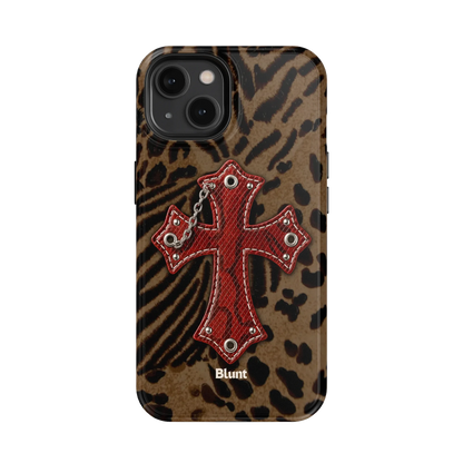 Leopard Red Cross iPhone Case