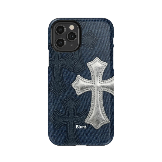 Silver Denim Cross iPhone Case