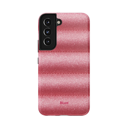 Rose Rush Samsung Case: horizontal puffer stripes in shimmering pink glitter