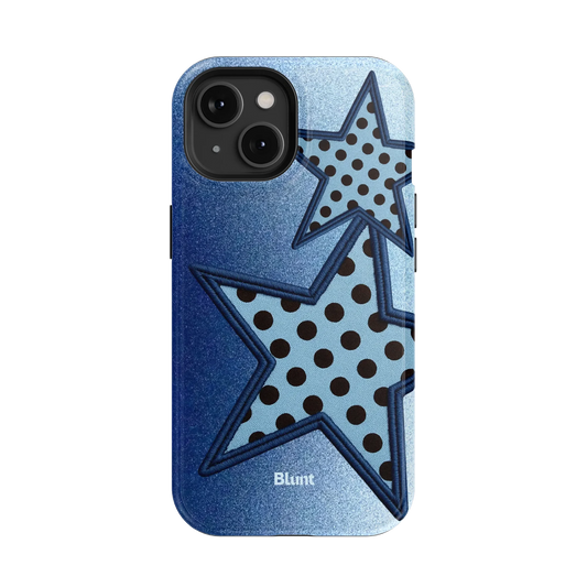 Blue Polka Star iPhone Case