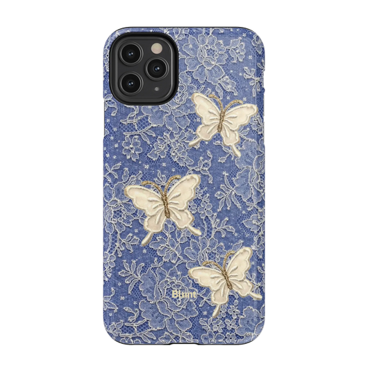 Blue Lace Butterfly iPhone Case