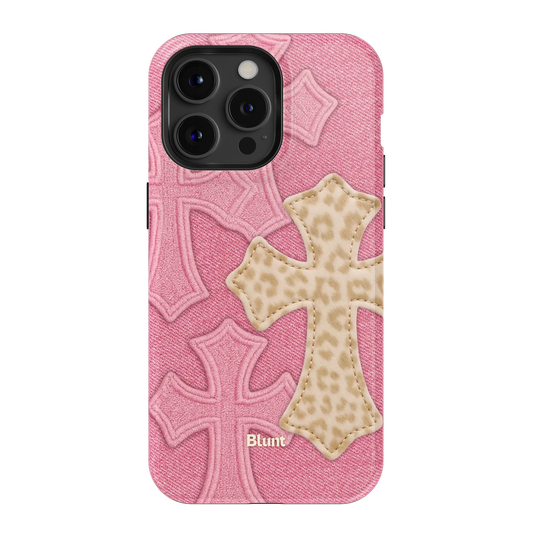 Pink Cheetah Cross iPhone Case