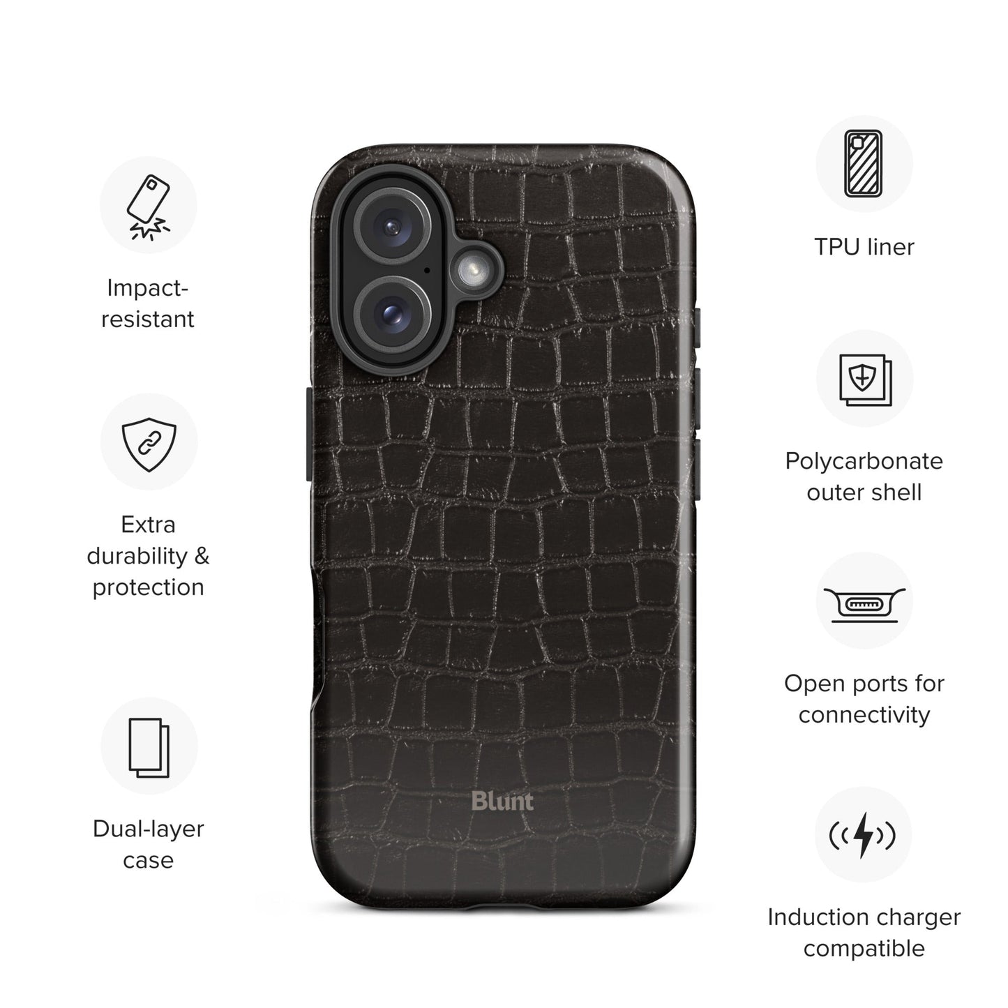 Onyx Croc iPhone Case - Blunt Cases