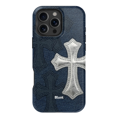 Silver Denim Cross iPhone Case