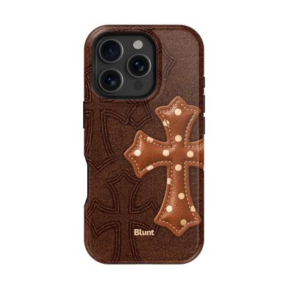 Brown Polka Cross iPhone Case