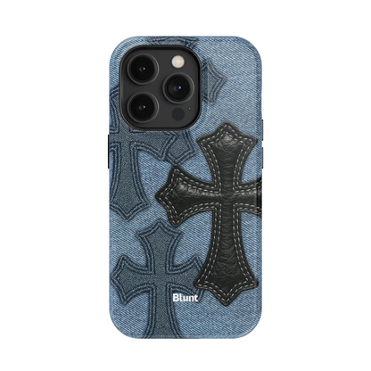Denim Black Cross iPhone Case