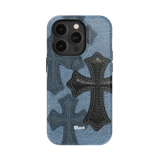 Denim Black Cross iPhone Case