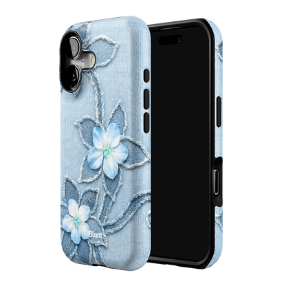 Denim Blue Bloom iPhone Case