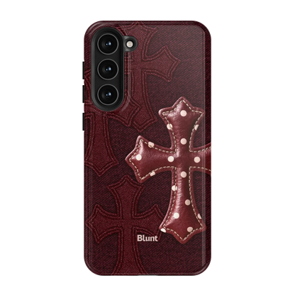 Maroon Polka Cross Samsung Case