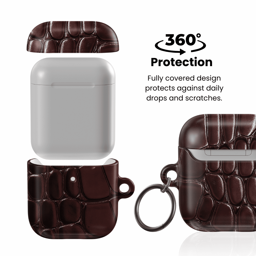 Oxblood Croc AirPod Case - Blunt Cases