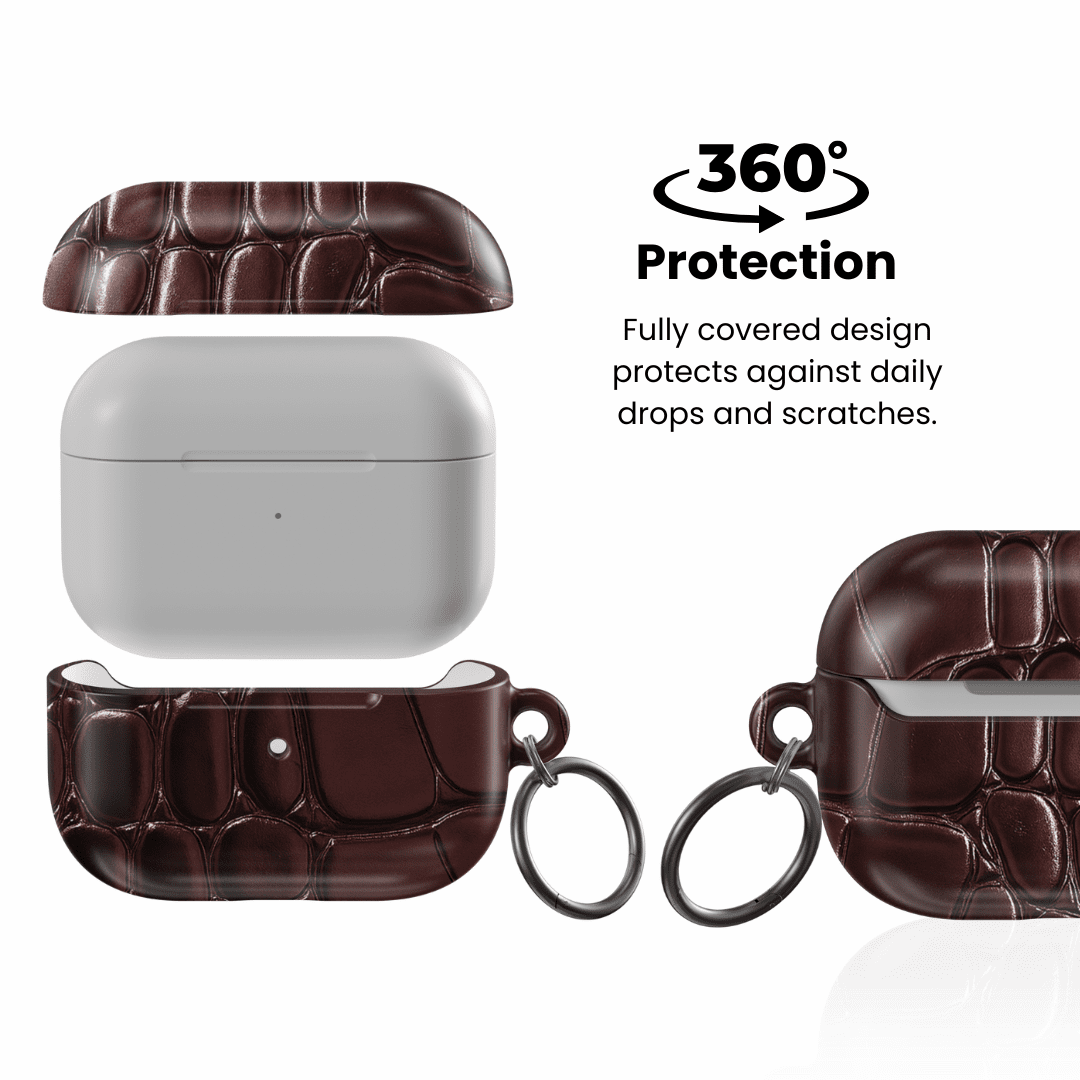 Oxblood Croc AirPod Case - Blunt Cases