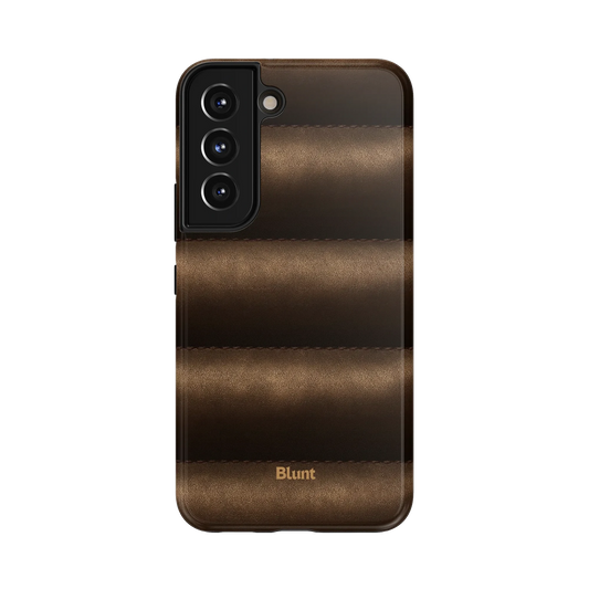 Mocha Puffer Samsung Case: a quilted puffer design in deep mocha tones